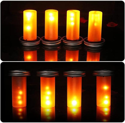 Solar Mason Jar Lids, Mason Jar Lights, LED Solar Lids Lights for Jars, Simulation Flame Flickering Garden Wedding Patio Home Decoration for Regular Mouth Lantern