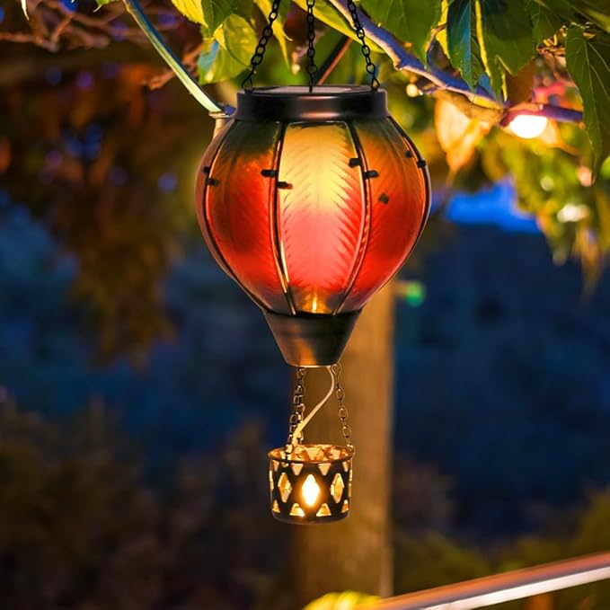 Hanging Solar Lantern Set, Metal Garden Lighting