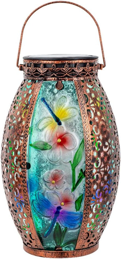 VEWOGARDEN Solar Lanterns Outdoor Waterproof Hanging Decorative Dragonfly Solar Lights for Patio Porch Garden Table Decor
