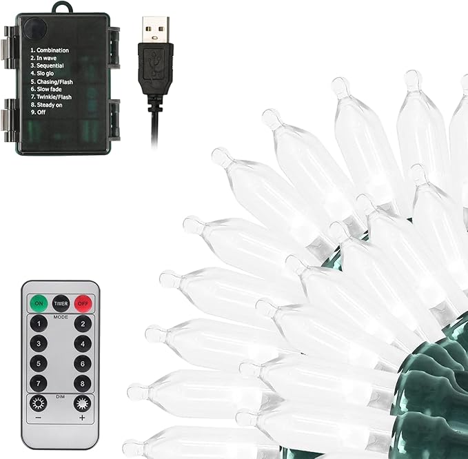 100 LED Christmas Fairy Lights, Remote & Timer Waterproof