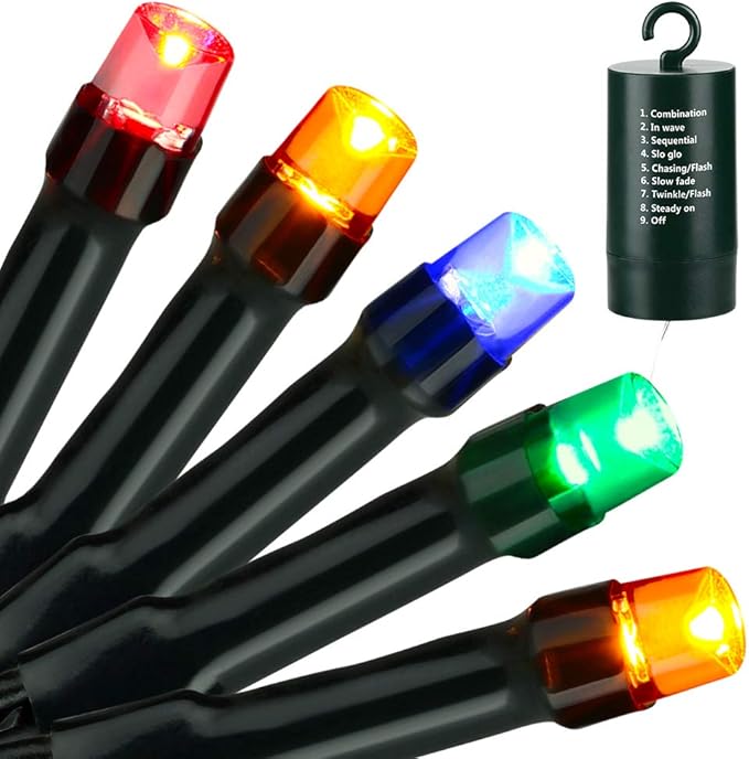 Joomer Battery Christmas Lights, 66ft 200LED Fairy Lights Battery Operated Timer 8 Modes Waterproof for Outdoor Home Garden Party Holiday Christmas Trees Decoration (Multicolor)