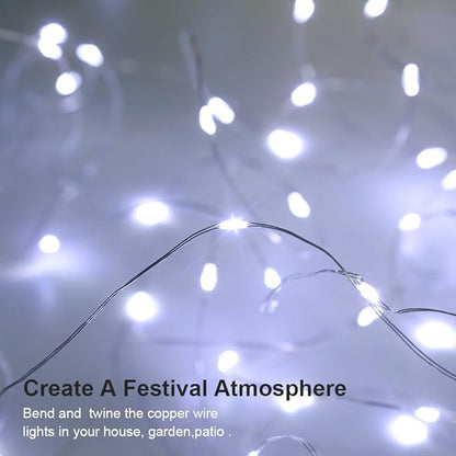 GDEALER 4 Pack Fairy Lights 16.4 Ft 50 Led Battery Operated with Remote Waterproof 8 Modes Twinkle Firefly String Lights for Party Bedroom Wedding Decorations - White