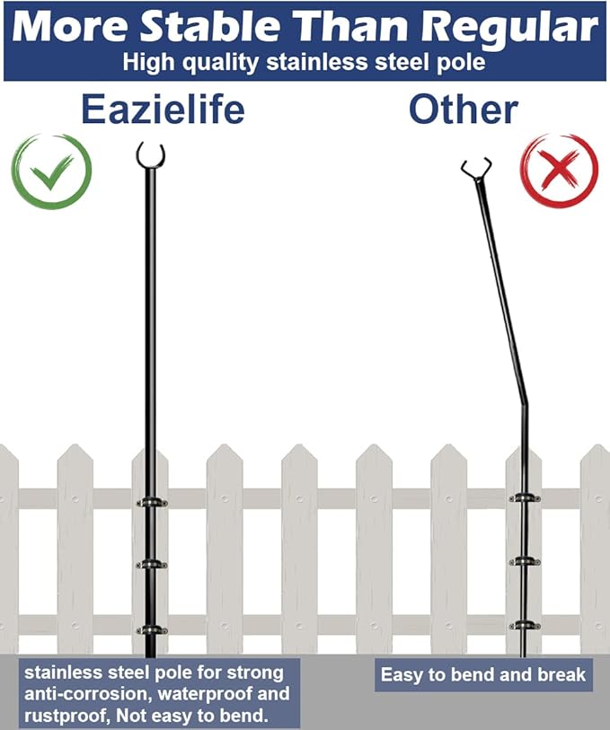 Metal String Light Poles, 10ft Patio Light Stands