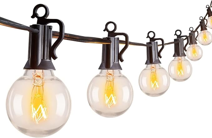 30ft Black Outdoor Edison String Lights, Weatherproof