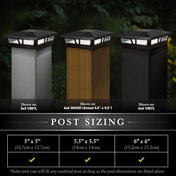 Classy Caps Cambridge Solar Post Cap, SLC771B, 6x6, Black Aluminum – High Performance, Energy Efficient, Weather-Resistant, Durable Design, Fits 5"x5",5.5"x5.5" & 6"x6" Posts (Adaptor Included)