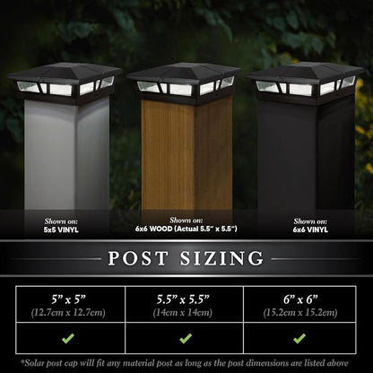 Classy Caps Cambridge Solar Post Cap, SLC771B, 6x6, Black Aluminum – High Performance, Energy Efficient, Weather-Resistant, Durable Design, Fits 5"x5",5.5"x5.5" & 6"x6" Posts (Adaptor Included)