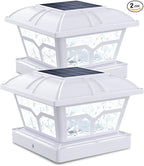 2-Pack Warm White Yard Post Cap Lights, Solar LED