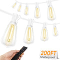 200ft White Outdoor Edison String Lights, Weatherproof