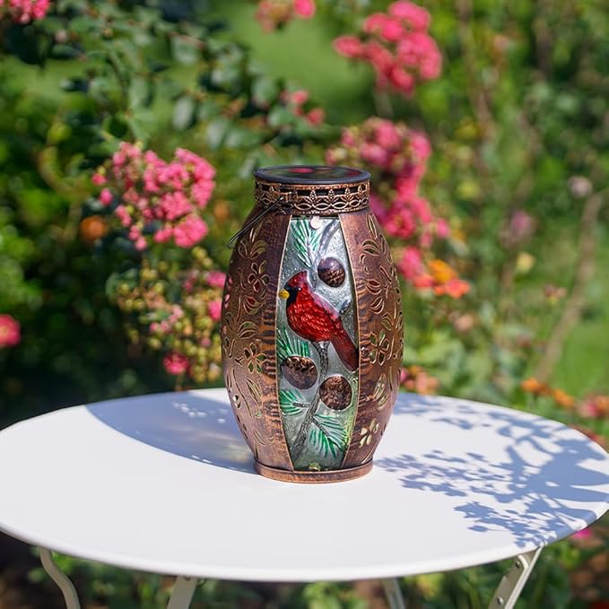 STARSOUL Solar Lantern Outdoor Waterproof, Hanging Solar Lantern for Patio Garden Yard Decor, Cardinal Gift for Mom Grandma, Cardinal Outdoor Decor