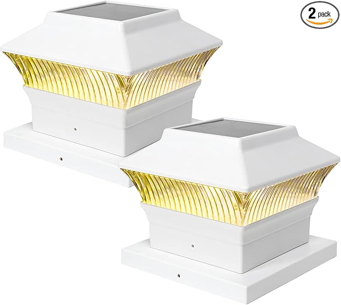 Solar Post Cap Lights 2-Pack, Waterproof LED
