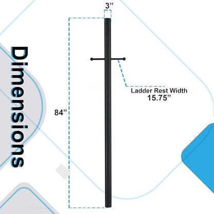 Ciata Lamp Posts Outdoor Lighting, Light Pole, Weather Resistant Outdoor Light Fixture Aluminum Lantern Post with Ladder Rest and Decorative Spheres, Outdoor Rated, 84 Inches in Textured Black Finish