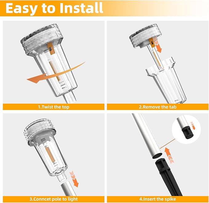 8-Pack Warm White Solar Path Lights, Outdoor Garden LED