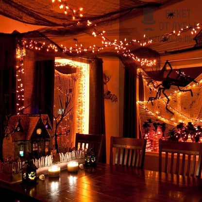 LAMPHOME Orange Halloween Light, 100 Count 20FT String Light,120V UL Certified Orange String Lights, Plug in Brown Wire Fall Lights Waterproof for Spooky Thanksgiving Party Decor
