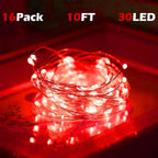16-Pack 10ft Christmas LED String Lights, Waterproof Timer Lights