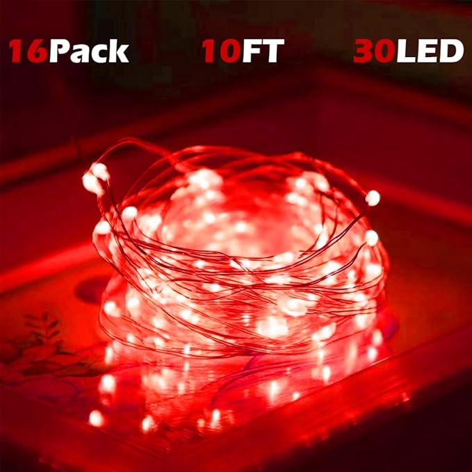 16-Pack 10ft Christmas LED String Lights, Waterproof Timer Lights