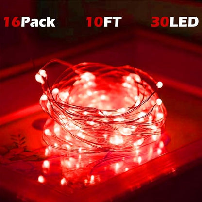 16-Pack 10ft Christmas LED String Lights, Waterproof Timer Lights