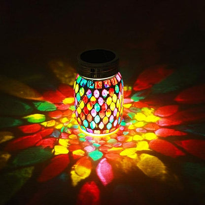 Mosaic Lights Outdoor Hanging Lanterns, Rechargeable Mosaic Solar Lanterns， Outdoor Waterproof Solar Night Lights Table Lamps for Decorations