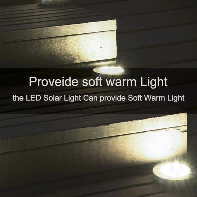 4-Pack Warm White In-Ground Solar Lights, Flat LED Walkway