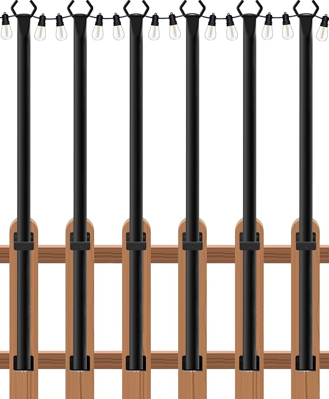 6-Pack Metal String Light Poles, 5ft Patio Stands