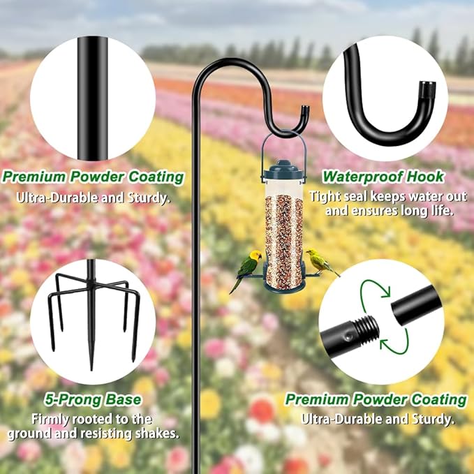 48" Garden Shepherd Hooks, Iron Plant Hangers