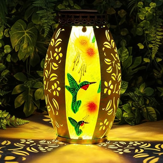 STARSOUL Solar Lantern Outdoor Waterproof, Hanging Solar Lantern for Patio Garden Yard Decor, Hummingbird Garden Decor, Hummingbird Gift for Women