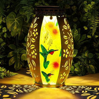 STARSOUL Solar Lantern Outdoor Waterproof, Hanging Solar Lantern for Patio Garden Yard Decor, Hummingbird Garden Decor, Hummingbird Gift for Women
