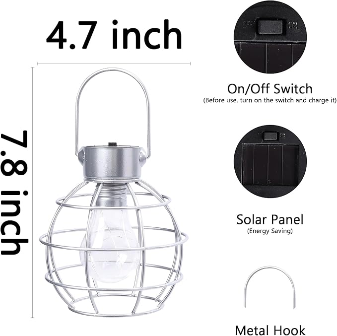 Courtyard Solar Hanging Lanterns 2-Pack, Elegant Porch Decor