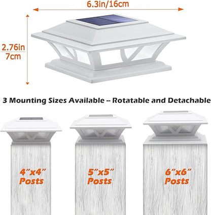 SIEDiNLAR Solar Post Lights Outdoor 2 Modes LED Fence Deck Cap Light for 4x4 5x5 6x6 Posts Garden Patio Decoration Warm White/Cool White Lighting White (2 Pack)