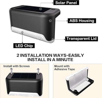 Solar Deck Lights Outdoor, 12 Pcs Solar Step Lights, Waterproof LED Solar Lights for Outdoor Stairs, Step, Fence, Yard, Patio, Railing, Garden and Pathway
