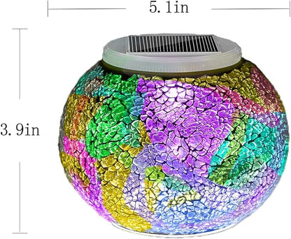 Aukora Color Changing Solar Powered Glass Ball Garden Lights, Solar Lantern Outdoor Table Lights Waterproof Led Night Light for Garden Patio Party Yard Indoor Decora Ideal Gift(Multi-Colored Glass)