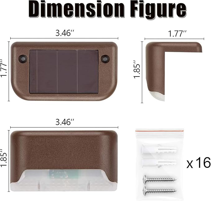 GIGALUMI 12 Pcs Solar Deck Lights, Bronze Finished Waterproof Led Solar Lamp for Outdoor Pathway, Yard, Patio, Stairs, Step and Fences (Cool White)