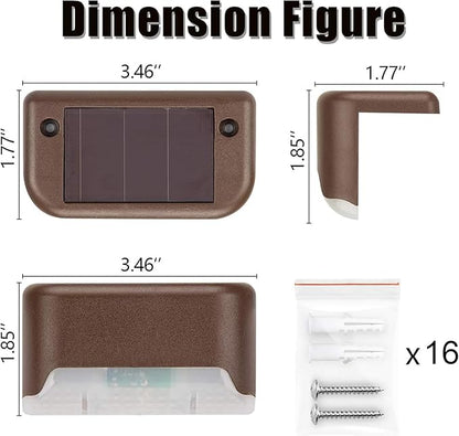GIGALUMI 12 Pcs Solar Deck Lights, Bronze Finished Waterproof Led Solar Lamp for Outdoor Pathway, Yard, Patio, Stairs, Step and Fences (Cool White)