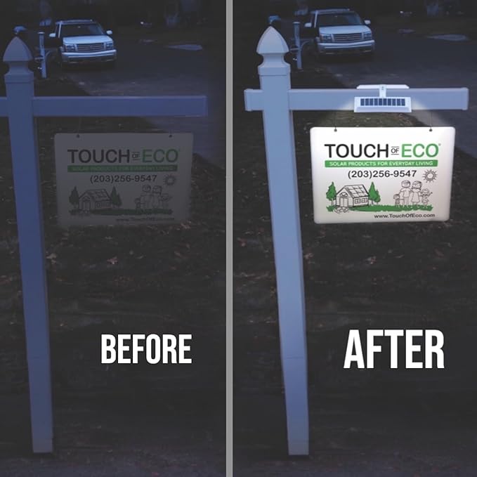 Touch Of ECO LITEAGENT PRO - Solar Dual Sided LED Post Light For Real Estate Signs, Business, Yard Sign Lighting - Includes Adjustable Sign Mounting Bracket
