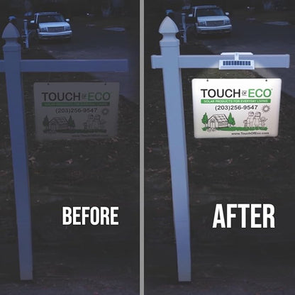 Touch Of ECO LITEAGENT PRO - Solar Dual Sided LED Post Light For Real Estate Signs, Business, Yard Sign Lighting - Includes Adjustable Sign Mounting Bracket