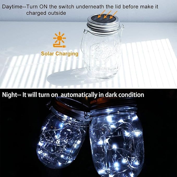 8-Pack Outdoor String Lights, Cool White Waterproof LED