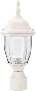 Daylight White Post Lighting Fixture with Planter, Solar Outdoor
