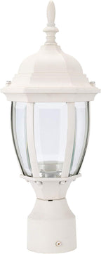 Daylight White Post Lighting Fixture with Planter, Solar Outdoor