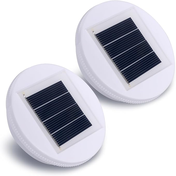 2 Pack Solar Lantern Light Replacement Top(Top Size 3.15 Inch, 2.76 Inch Bottom), 8 Lighting Modes, 7 Lumens, Water Resistant, Touch Control, DIY Hanging Lanterns White LED,Painted Finish