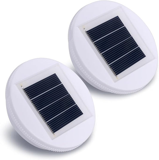 2 Pack Solar Lantern Light Replacement Top(Top Size 3.15 Inch, 2.76 Inch Bottom), 8 Lighting Modes, 7 Lumens, Water Resistant, Touch Control, DIY Hanging Lanterns White LED,Painted Finish