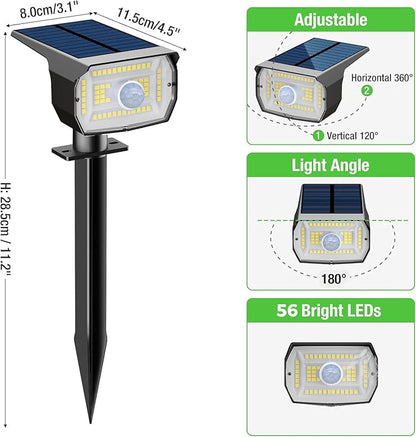 nipify 10 Pack Solar Spot Lights Outdoor Motion Sensor with 3 Modes,Solar Spotlights Outdoor Waterproof 2-in-1 Auto On/Off Landscape Lighting for Outside Yard Wall Garden Pathway, Warm White