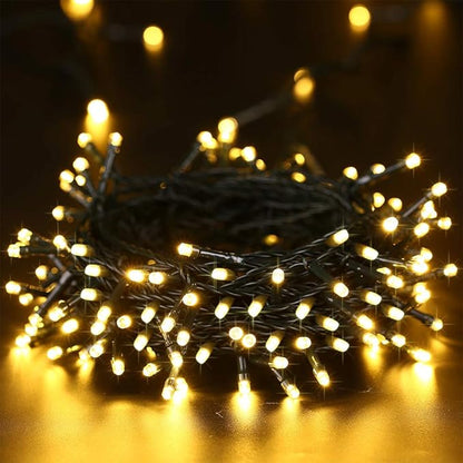 Joomer Battery Christmas Lights, 33ft 100LED Fairy Lights Battery Operated Timer 8 Modes Waterproof for Outdoor Home Garden Party Holiday Christmas Trees Decoration (Warm White)