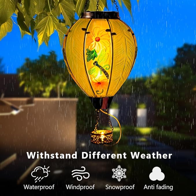 Charming Dragonfly Solar Lanterns for Porch, Waterproof LED