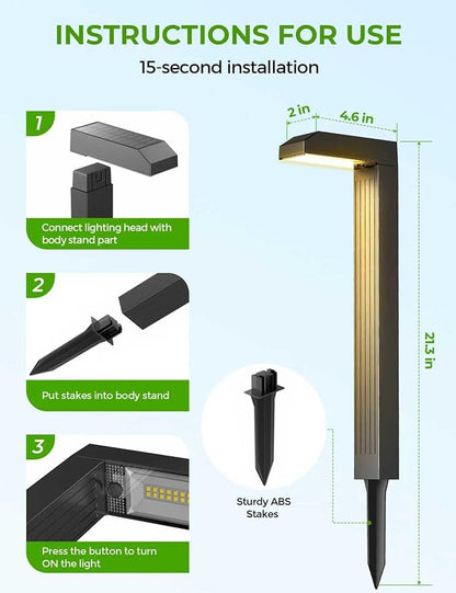 Solar Pathway Lights Outdoor 6 Pack, 3 Color in 1 Bright Landscape Lighting with Cool/Warm/Daylight White Modes, Auto On/Off, IP65 Waterproof for Yard Garden Patio Walkway Sidewalk Lawn Decor