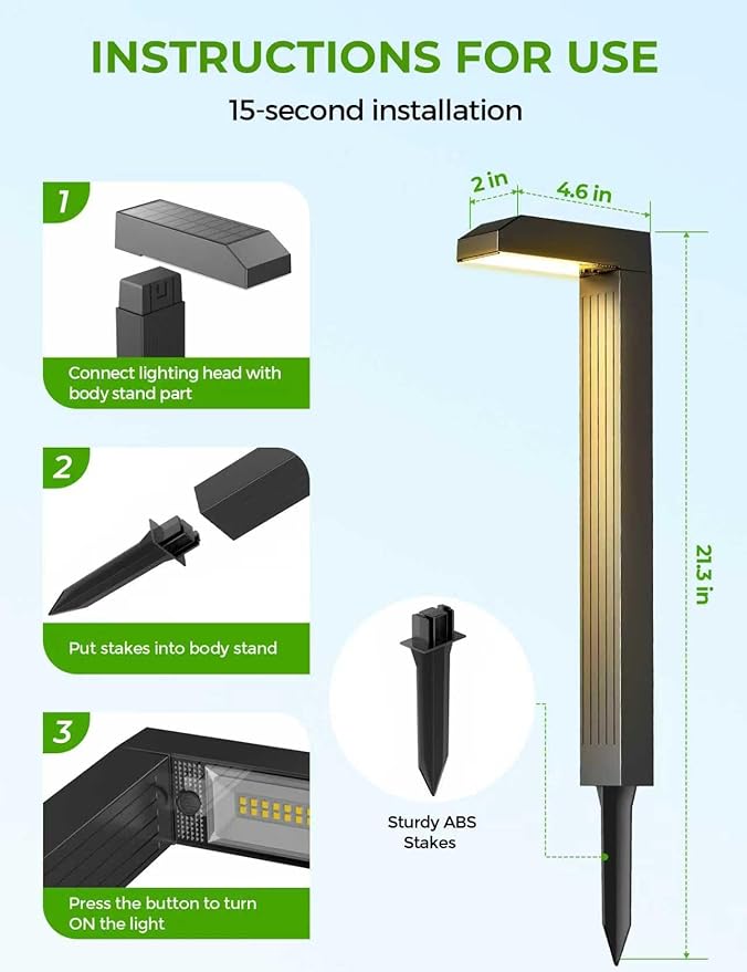 Solar Pathway Lights Outdoor 8 Pack, 3 Color in 1 Bright Landscape Lighting with Cool/Warm/Daylight White Modes, Auto On/Off, IP65 Waterproof for Yard Garden Patio Walkway Sidewalk Lawn Decor
