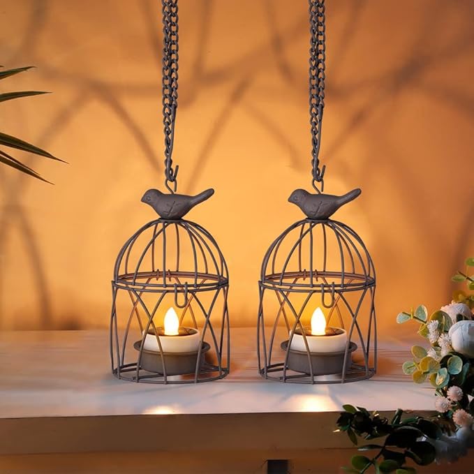 4-Pack Decorative Garden Solar Lanterns for Porch, Waterproof LED