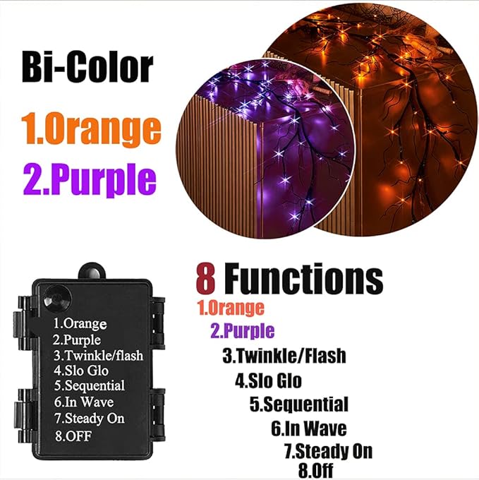 6ft Halloween LED String Lights, Waterproof Timer Lights