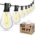 60ft LED Patio String Lights, Waterproof Outdoor