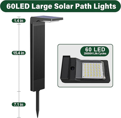 Solar Pathway Lights Outdoor 4Pack, Bright 60LED Solar Path Lights Outside Waterproof, Warm & Cool Walkway Lights Solar Powered, Landscape Light for Driveway Lawn Patio Garden Yard