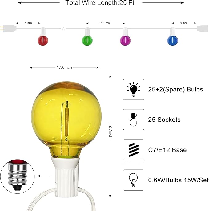 Christmas Fairy Lights, 25ft 27 LED Battery Twinkle Lights