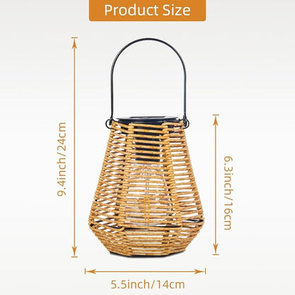 Solar Lanterns Outdoor Waterproof,Solar Lights for Outside Hanging Lights Outdoor Rattan Lantern Decoration for Garden, 2 Pack